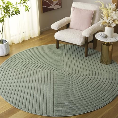 SAFAVIEH Modern Teppich für Wohnzimmer, Esszimmer, Schlafzimmer - Selena Collection, Kurzer Flor, Grün, 201 X 201 cm