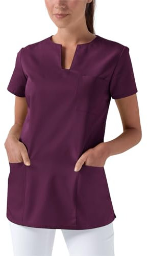 CLINIC DRESS Schlupfkasack Kasack Damen für Krankenpflege und Altenpflege 95 Grad Wäsche Länge ca 70cm Pflaume L