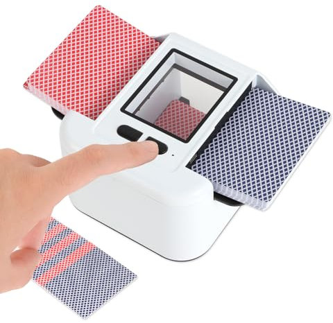 AOKUY Mélangeur automatique de cartes pour 1 à 2 jeux - Batterie rechargeable de 2000 mAh - Mélangeur électrique à faible bruit pour poker, UNO, Blackjack, Phase 10 et plus - One-Touch Shuffle,