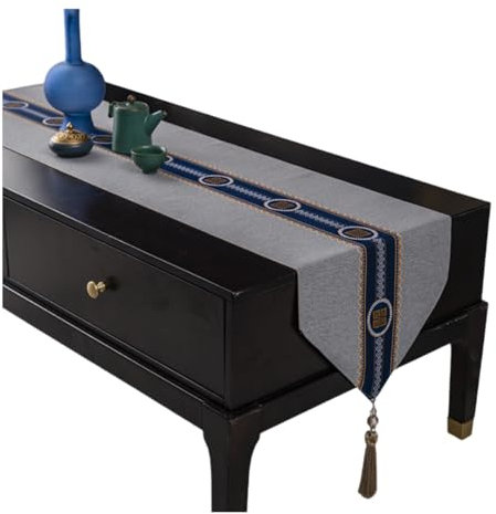 Tischläufer Grauer Chinesischer Jacquard-Tischläufer, Couchtisch, Schuhschrankbezug, Bettdecke, Tischdecke – 35X250cm