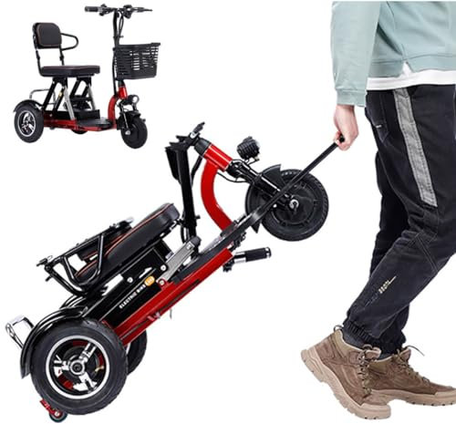 DGHKB Elektro Dreirad Für Senioren,Elektrischer Rollstuhl,Rollator Elektrisch,Elektromobile,Mobilitätsroller Mit 3 Rädern,Faltbar/Leichter Und Bequemer,Kommt Mit Korb Und Ladegerät 20ah