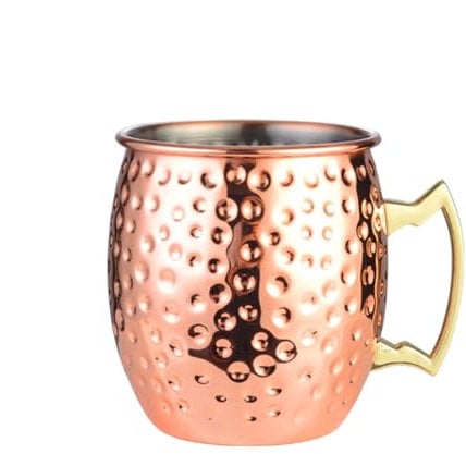 Moscow Mule Mugs -Premium Copper Mule Cup, Hammered Cups 530ml | Lightweight Hammered Copper Cocktail Mug, Stainless Steel Cocktail Mug for Beverage Lovers, Beer Bar Party, Keep Colder Longer