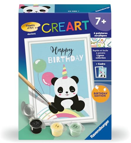 Ravensburger - CreArt Kids 8x12 cm - Numéro d'art - Happy Birthday - Kit de Peinture par numéros - Anniversaire - Dès 7 Ans - 25588
