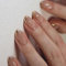 Lot de 24 faux ongles à coller - Manucure française à coller - Courts, amande douce - En acrylique brillant - Couvrance complète - Pour femmes et filles - Pour fête, maison, bricolage (bord doré)