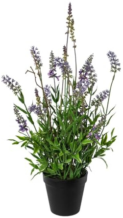 CREATIV green künstlicher Lavendel 48cm im Topf I künstliche naturgetreue Lavendelpflanze mit Blüten I Deko Lavendel für Innen I hochwertige & dekorative Dekopflanze I Kunstpflanze im Topf