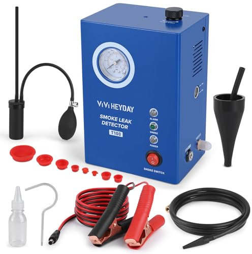 Nebelmaschine kfz Rauchmaschine Lecksuchgerät, 12V Professionelle Nebelmaschine Fahrzeugleitungen Lecksuche Testgerät mit Druckanzeige, T100 EVAP Auto Kraftstoffleck Detektor für Fahrzeug Motorräder