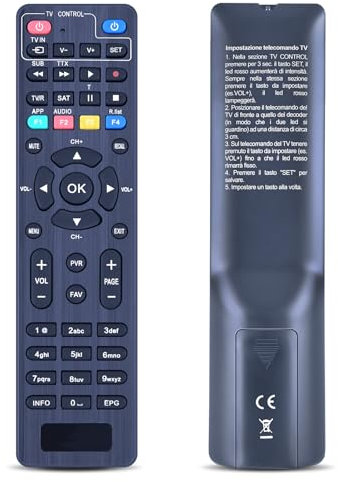 GOUYESHO Telecomando di ricambio per ANFEL DVB-T2 HD Decoder T265 Hevc H265 KT1045 DIGIQUEST VARI MODELLI (TLC Q10 - Q20 - Q30 - TI9 XSD 2.1)