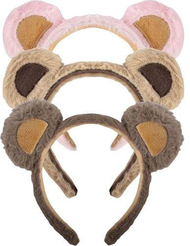 MUNSKT 3pcs Animaux En Peluche Ours Oreille Hair Strap Enfants Adultes, Animal Bandeau, Animal Cosplay Costume D'ours Head Wear Fantaisie Dress Up Head Wear Enfants Noël Hair Strap Party Supplies