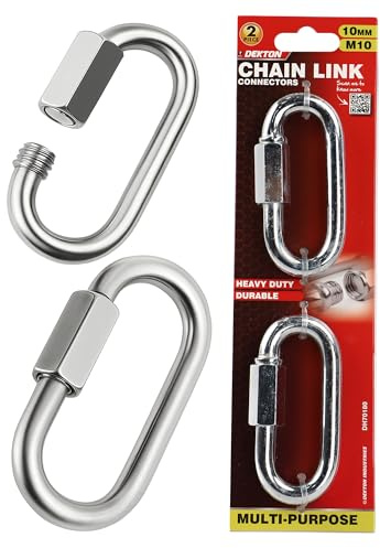 Dekton 2pc Chain Link Connector 10mm-Heavy-Duty Metal Links| Ideal for Securing Chains and Ropes| Rust-Resistant Finish| Perfect for Outdoor, Industrial Applications| High Strength, Durable, Versatile