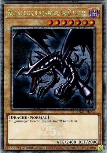 Rotäugiger schwarzer Drache - TN23-DE003 - Quarter Century Secret Rare - Deutsch - Yugioh - 25th Anniversary Tin: Dueling Heroes - mit RC-Fieldcenter