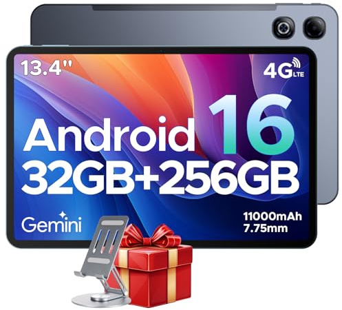 DOOGEE Tab G6 Max Android 16 Tablet 13.4 Pollici, 7.7mm Ultras Ottil, 4G LTE, UNISOC T7300 Tablet con Sim, 11000mAh+18W, 32GB+256GB, OTG, Due Schede SIM+TF, Dual Speakers 13MP 90Hz Face Unlock, Grigio