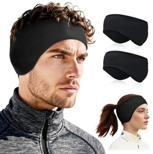 beister Ear Warmers for Women and Men, Fleece Winter Running Headbands with Ear Muffs, Windproof Thermal Cold Weather Protection for Outdoor Sports, Walking, skiing,1/2 Pcs
