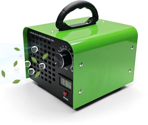 Generatore di Ozono 40000mg/h DawnMeet, Ozonizzatore con Termoigrometro, 300㎡ Ozonizzatore per Casa e Auto per Odori di Animali Domestici Cucina Hotel Uffici Garage Agricola Timer da 120 Min Verde