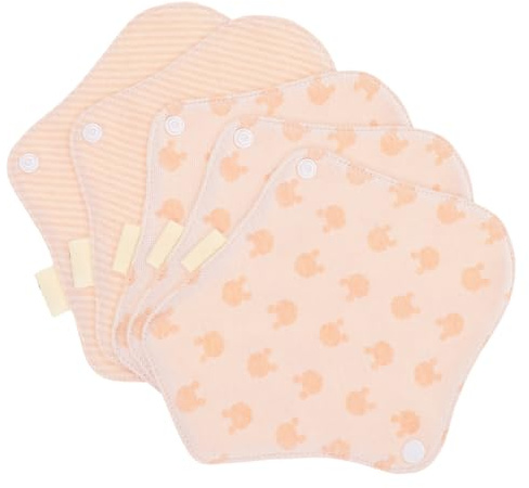 TOGEVAL 5 Stück Wiederverwendbare Bio baumwoll Binden Waschbare Menstruationspads Atmungsaktive Hygiene Einlagen Frauen Für Periode und Wochenbett Komfortabel Saugstark