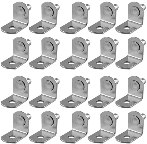 20 Stück Edelstahl Regalträger 5mm, L-Form Regalhalterung Stützen – Passend für Schrank Bücherregal Einlegeboden