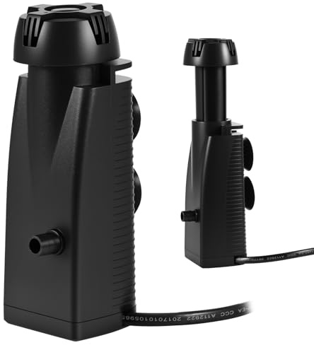 YUNYODA 300 l/h 3 W Écumeur d'aquarium pour aquarium, aspirateur de surface, filtre d'aquarium avec éponge bio et ventouses, extracteur de film d'huile adapté à l'eau douce et à l'eau de mer