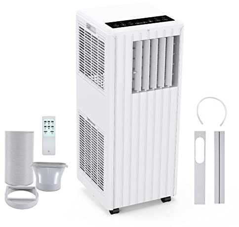 9000 BTU Portable Air Conditioner – 3-in-1 Cooling, Fan & Dehumidifier – Smart Display, Remote, Quiet 52dB, Window Kit – Energy Efficient Mobile AC – Home, Office, Bedroom – British Standard