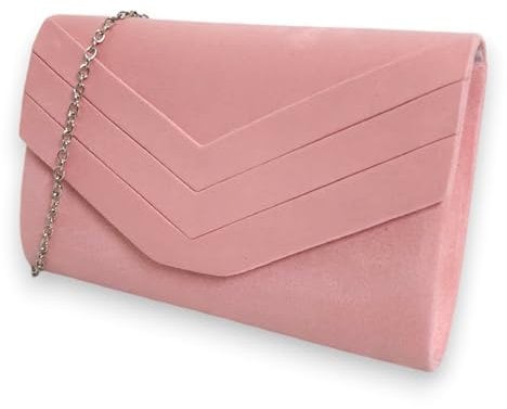 fi9® Sac à main élégant en daim Style enveloppe Mariage Soirée Fête - Rose - rose bébé,