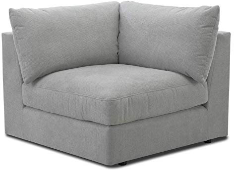 CAVADORE Sofa-Modul Fiona Spitzecke / Ecke für Wohnlandschaft oder XXL-Sessel / 107 x 90 x 107 / Webstoff hellgrau
