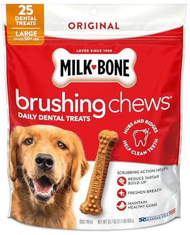 Milk-Bone Brushing Chews Original Chicken Flavor Daily Dental Dog Treats, Large, 33.7 Oz. Bag