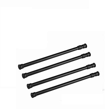 Spannstangen, 4 Stück, 71-122 cm, verstellbare Federstahl-Schrankstangen Spannvorhangstange, Duschstange, Schrankstange, Spannstange, ausziehbare Breite (schwarz)