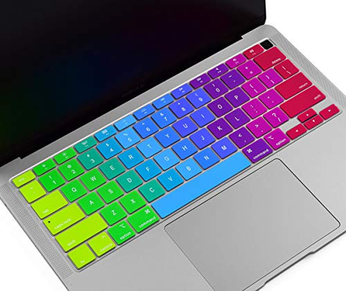 for MacBook Air 2020 Keyboard Cover, Silicone Keyboard Skin Protector for MacBook Air 13 A2337 M1 A2179 Release with Touch ID 2020, MacBook Air 13 Accessories, Rainbow