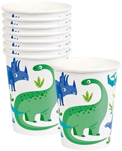Unique 78306 Prehistoric Dinosaur Paper Cups | 8 Pcs, Green, 8 Count (Pack of 1)