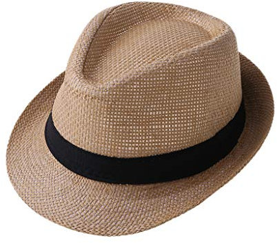 luosh Children Kids Summer Beach Straw Hat Jazz Panama Trilby Fedora Hat Gangster Cap Outdoor Breathable Hats Girls Boys Sunhat