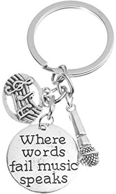 PRETYZOOM Music Keyring Microphones car for Women Musical Bag Photo Key Ring Rings Keys Phone Keychain- Keyring Music Style Keychain Art Professional Key Chain Key Ornaments Pendant