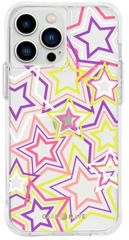 Case-Mate iPhone 13 Pro Max Case for Women - Neon Stars Bumper Case with 10ft Drop Protection - Clear