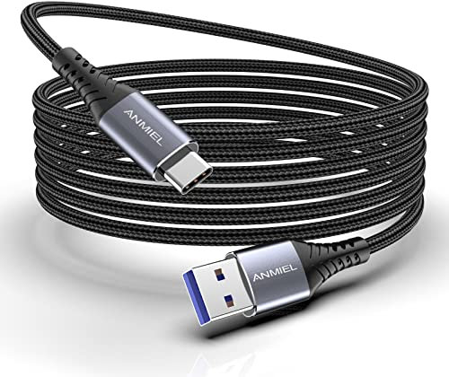 ANMIEL Câble Type C Extra Long 3M, USB-C 3.0 Type-C vers USB A Câble de Données de Charge Nylon Charge rapide 3A Tressé pour Galaxy Ultra S20+ S10 S9 Note 10 9 Tab S4,Switch,-Gris sidéral