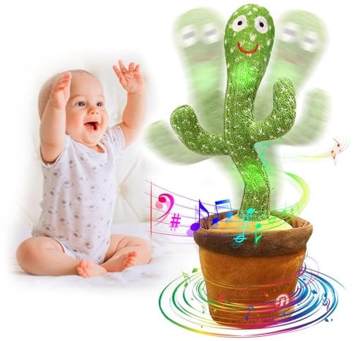 seOSTO Cactus Ballerino, Ricamo Sicuro Senza Occhi di Plastica Cactus Che Balla e Ripete, Pupazzo che ripete Peluche A Forma Decorativo Di, con 120 Canzoni