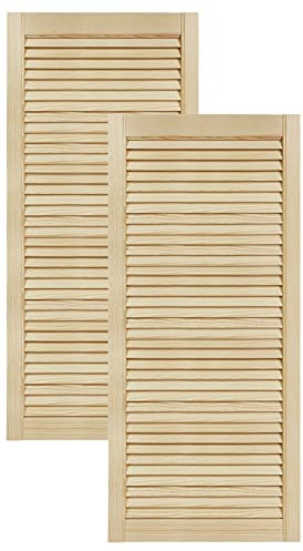 Lamellentüren Holz 2er Pack 494x1100 mm | Holztür aus massiver Kiefer mit fühlbarer Struktur | Möbelfronten für kreative Renovierung | Lamellentür für Schrank oder Garderobe | Natur