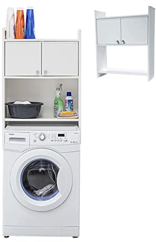 Negrari Estantería para Mueble Cubre Lavadora de PVC, Resistente a la Humedad, Kit de fijación a Pared Incluido, 65 x 26,4 x 78 cm, Blanco