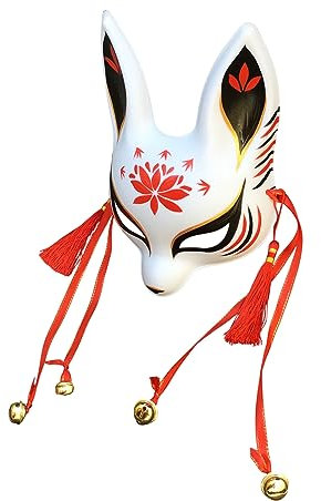 YangYong Little Bunny Kitsune Masque traditionnel japonais pour cosplay Motif lapin renard Kabuki Accessoires de costume Décoration de chambre