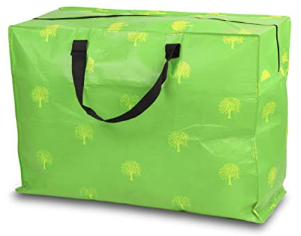 5x Enormous Jumbo XL Clothing Toys Home Laundry Storage Bag Made From Recycled Material. Really Big Extra Deep Massive Green Tree Pattern Sorti Bag. 127 Litres. 54 x 74 x 32 cm (5 pieces)