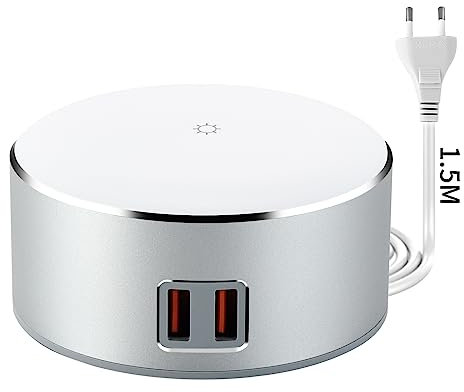 MINGWU Lampe de Chevet Intelligente avec Contrôle Tactile et 3 Niveaux de Luminosité, Ports de Charge Rapide Doubles - Lampe de Chevet LED 5W (Version Améliorée)