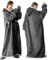 FEELJAM Coperta con maniche Coperta a quadri con maniche Coperta con cappuccio Per adulti Coperta TV - 80 x 180 cm, Grigio scuro