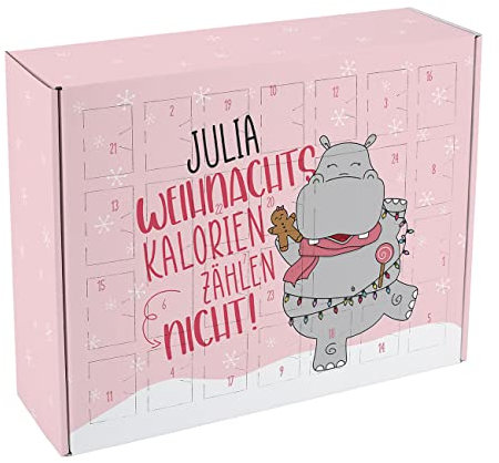 Herz & Heim® Adventskalender zum selbst befüllen/Weihnachtskalorien zählen nicht/mit Wunschname bedruckt