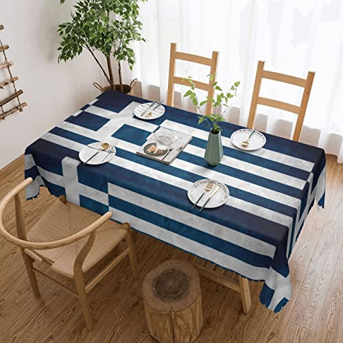 Quadratische Spitzentischdecke mit griechischer Flagge, waschbar, Polyester, rechteckig, dekorativ, geeignet für Party, Tisch, Picknick, 137 x 183 cm
