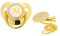 Weich gebogener individueller Schnuller, goldener Baby-Schnuller, ergonomisches Design, gebogenes Design, 26 Buchstaben, sichere Materialien, gesunder Bling-Baby-Schnuller mit Clips(M)