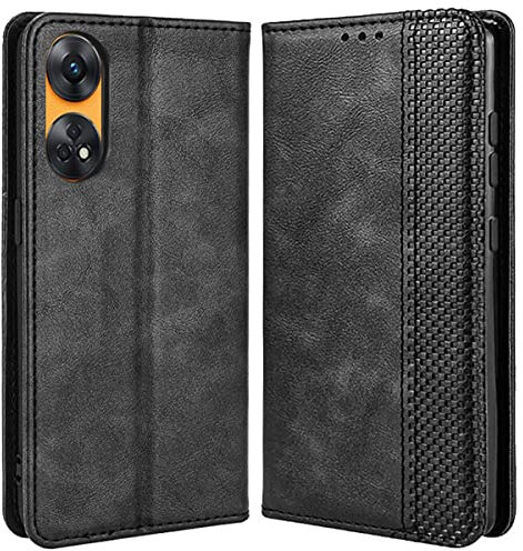MOJIA Cover per Oppo Reno8 T (Reno 8T) 4G, PU Custodia Antiurto Resistente ai Graffi, Custodia Flip Portafoglio per Telefono con Supporto e Slot per Schede. Nero