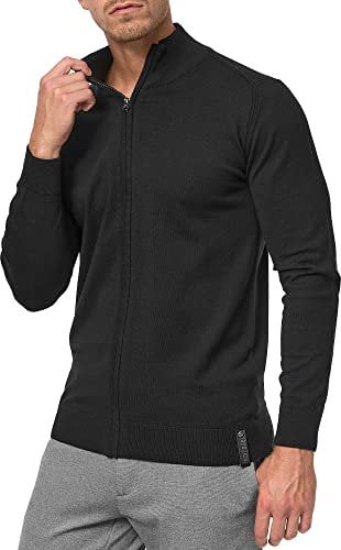 Indicode Herren Lau Strickjacke mit Stehkragen aus 80% Baumwolle | Cardigan für Männer Black, M