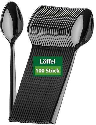 BIODORF Umweltfreundliche Mehrweg Löffel |100 Stück | Kompostierbare Löffel | Biologisch abbaubar | Wiederverwendbar, Extra Stabil