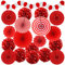 Recosis Rot Party Dekoration, Papier Pompoms Aufhängen Fächer Girlande für Fiesta Party Dekoration Romantisch Dekoration Rote Party und Valentinstag Deko Party Hochzeit Geburtstag Festival