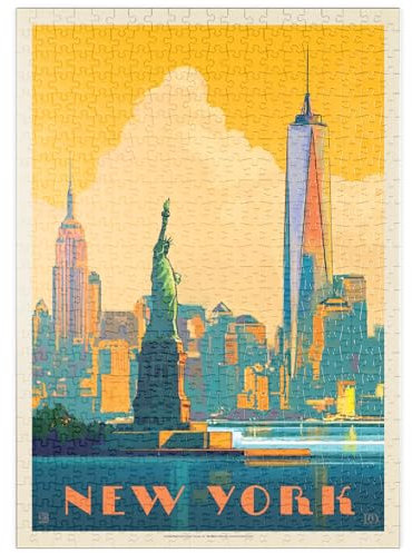 MyPuzzle New York City: Skyline Glow, Vintage Poster - Premium 500 Teile Puzzle - MyPuzzle Sonderkollektion von Anderson Design Group