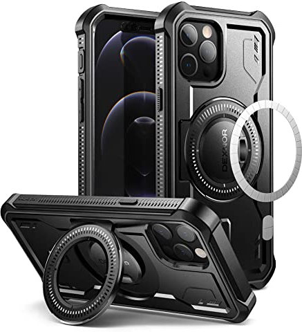Dexnor for iPhone 12/12 Pro Case Compatible for MagSafe[Built in Screen Protector and Kickstand]，Heavy Duty Military Grade Protection Shockproof Protective Cover for iPhone 12/12 Pro - Black