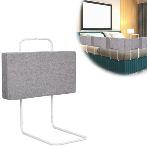 Tubiaz Bettgitter rausfallschutz Bett 50cm 5-Loch Höhenverstellbar Bettschutzgitter für Kinder Bett Rausfallschutz Kinder, Kinderbettgitter Familienbett für Kinderbett (50cm,Leinen Grau)