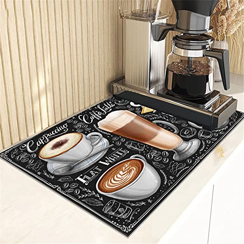 Morbuy Kaffeemaschine Abtropfmatte für Geschirr, Kaffee Silikon Küche Matte, Schnelltrocknend Saugfähig Trockenmatte, rutschfest Untersetzer für, Café, Spüle und Bad (40x60cm,Cappuccino)