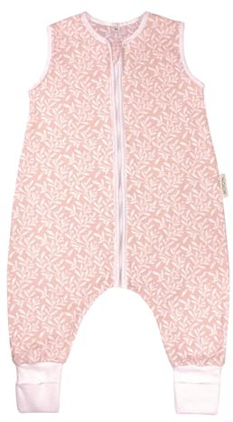 MOYO Baby Schlafsack mit Füßen I Rosé mit Blüten I Atmungsaktiver Babyschlafsack 1.0 TOG in 100cm I Schlafsack mit Beinen aus 100% Bio-Baumwolle I GOTS-Sommerschlafsack für Babys & Kleinkinder